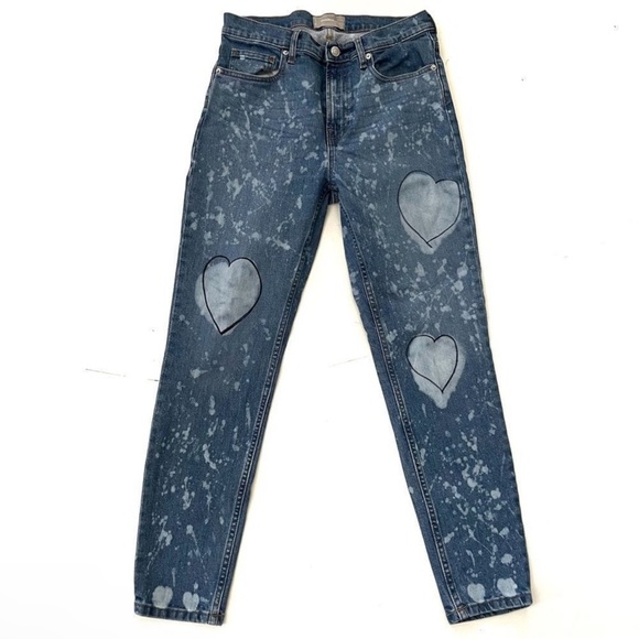 EVERLANE Jeans Size 30 Bleached Hearts design - Picture 1 of 8